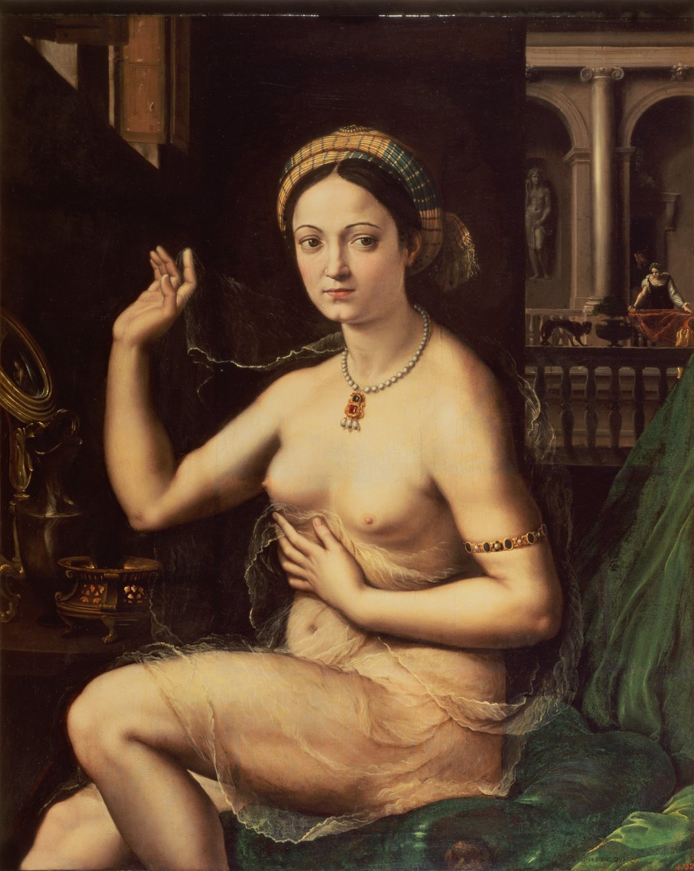 Femme avec un miroir - Giulio Romano