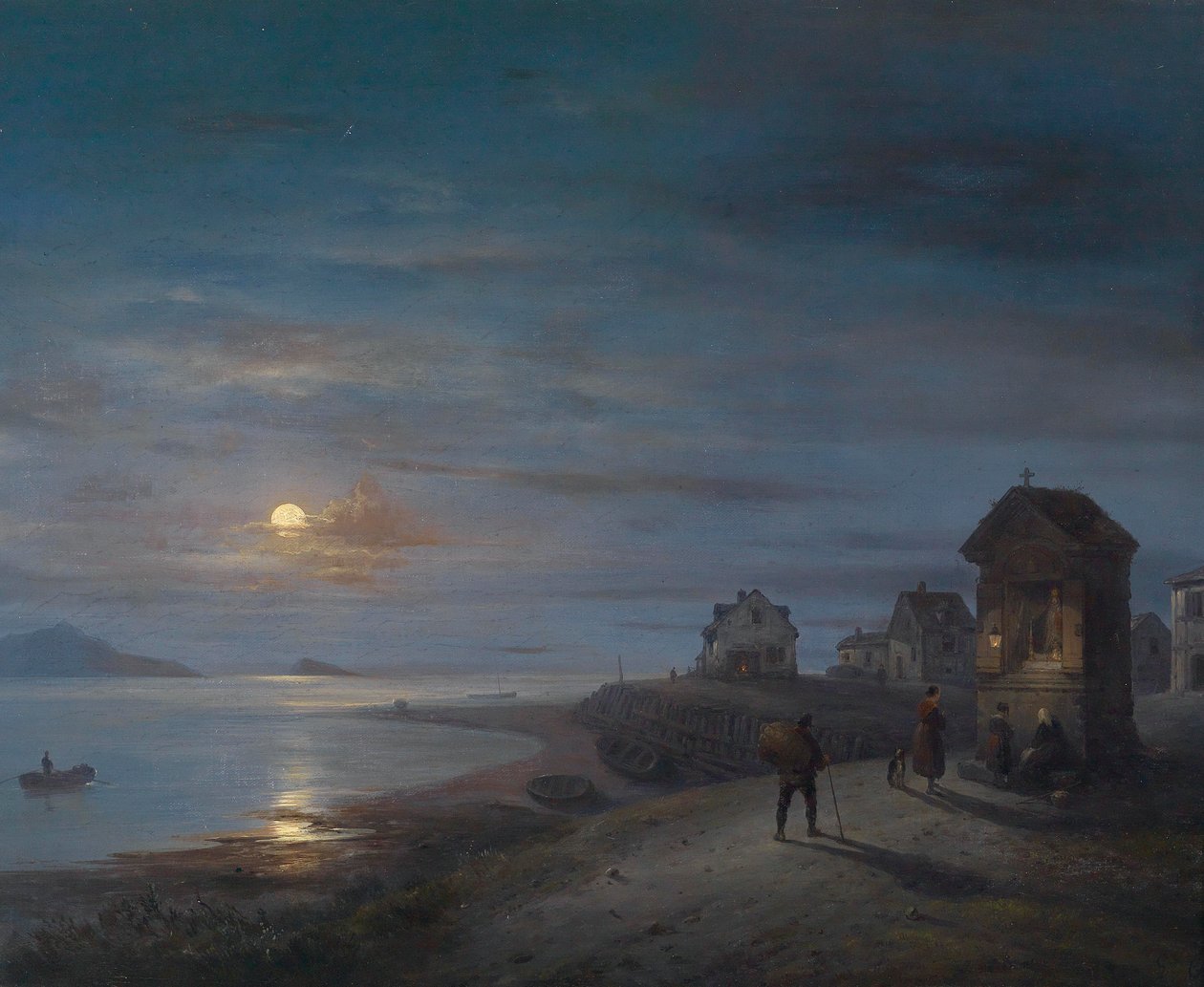 Paysage côtier au clair de lune 1840 - Giuseppe Canella