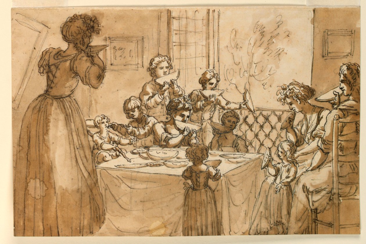 Famille mangeant du melon - Giuseppe Barberi