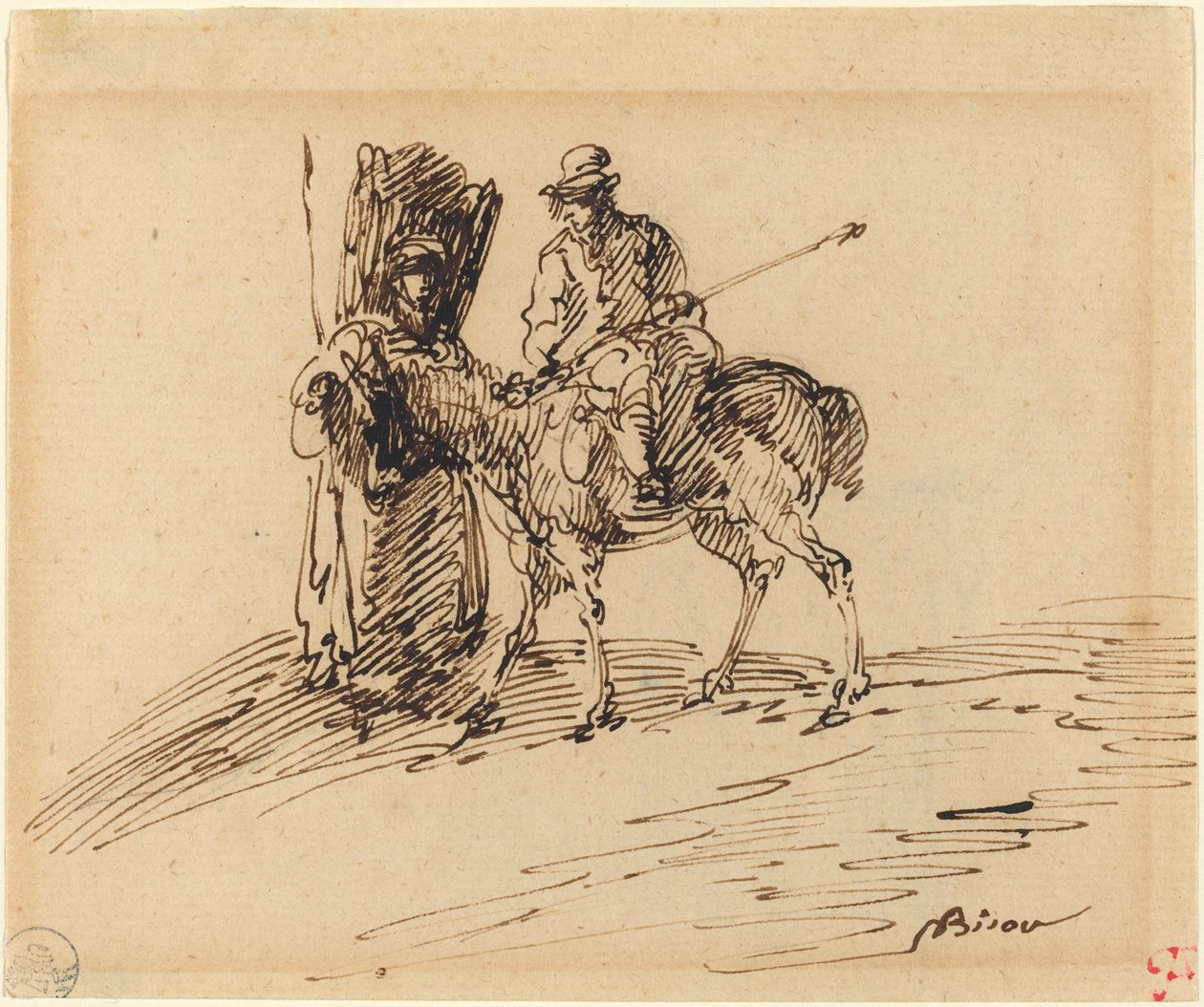 Cavalier avec paysan - Giuseppe Bernardino Bison