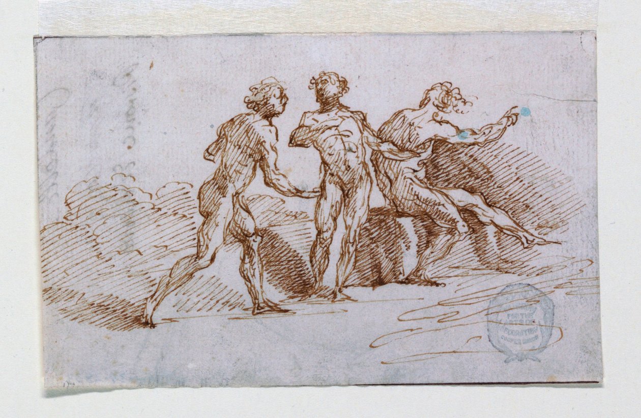 Trois hommes nus - Giuseppe Bernardino Bison