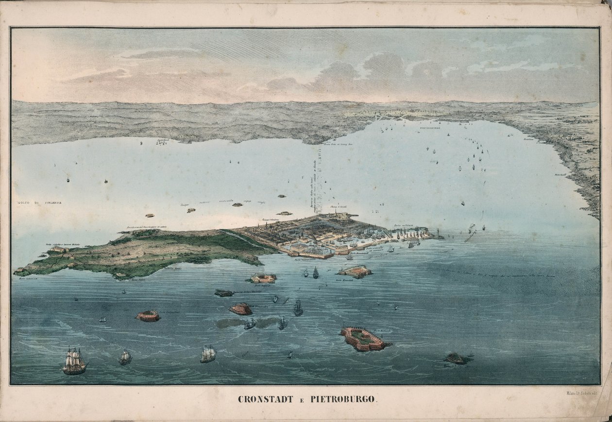 Vue panoramique de Kronstadt, 1853 - Giuseppe Civelli