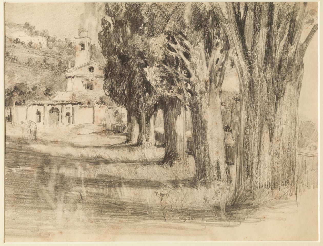 Paysage avec une église - Giuseppe Mentessi