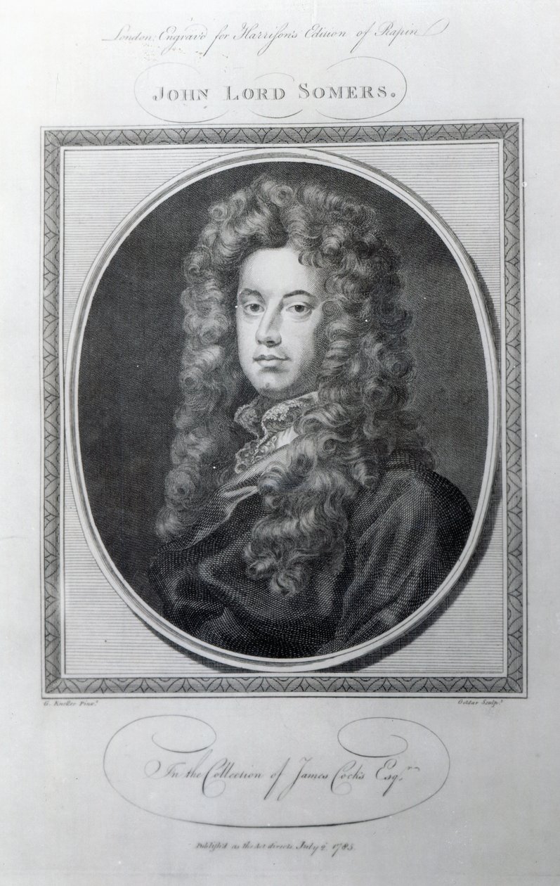 John, Lord Somers, gravé par John Golder - Godfrey Kneller