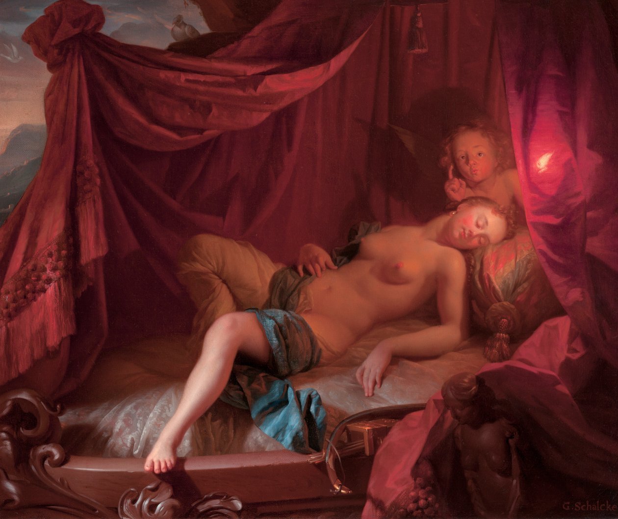Vénus endormie et Cupidon - Godfried Schalcken