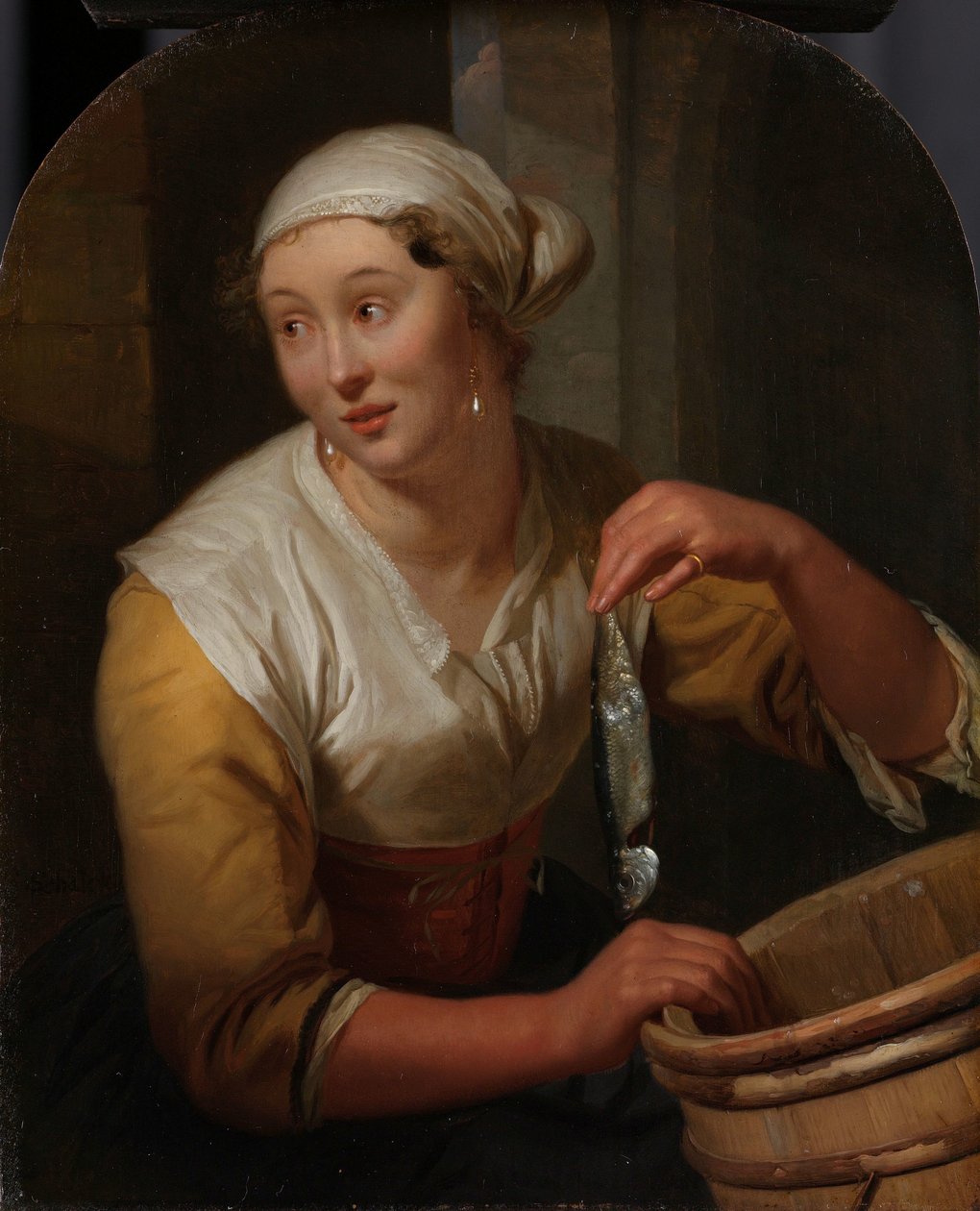 Femme vendant des harengs - Godfried Schalcken