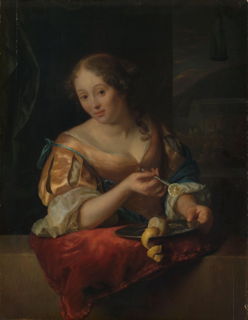 Jeune femme avec citron - Godfried Schalcken