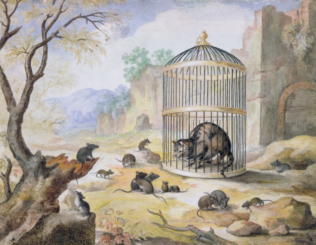Un chat dans une cage - Gottfried Mind or Mindt