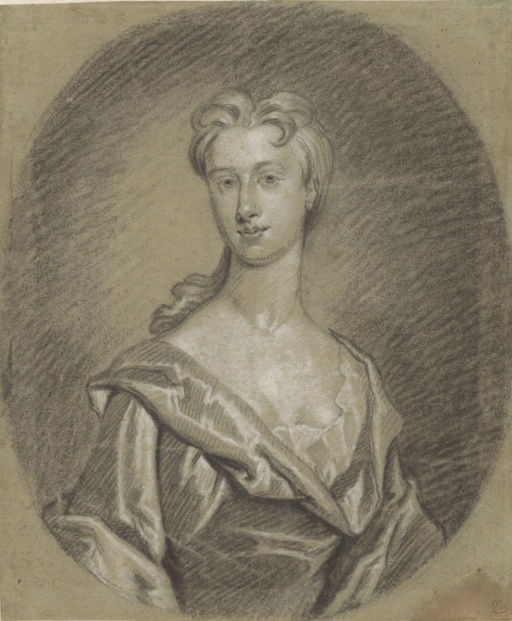 Portrait de dame, buste, en ovale - Gottfried Kneller
