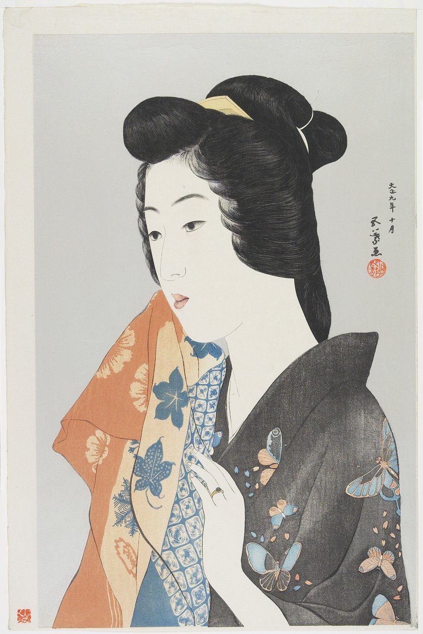 (Femme tenant une serviette), octobre 1920 - Goyo Hashiguchi