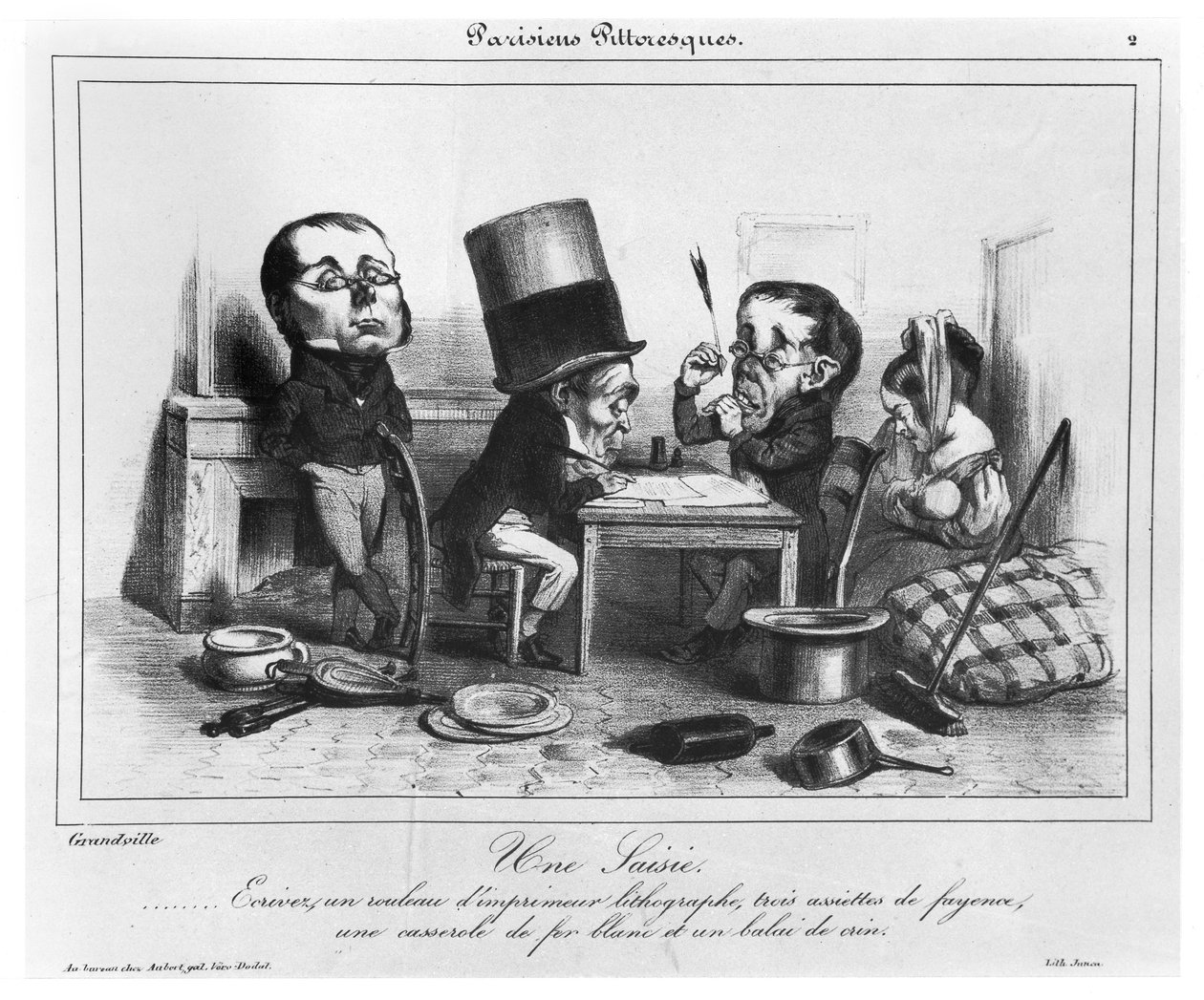 Une saisie, vers 1840 - Grandville
