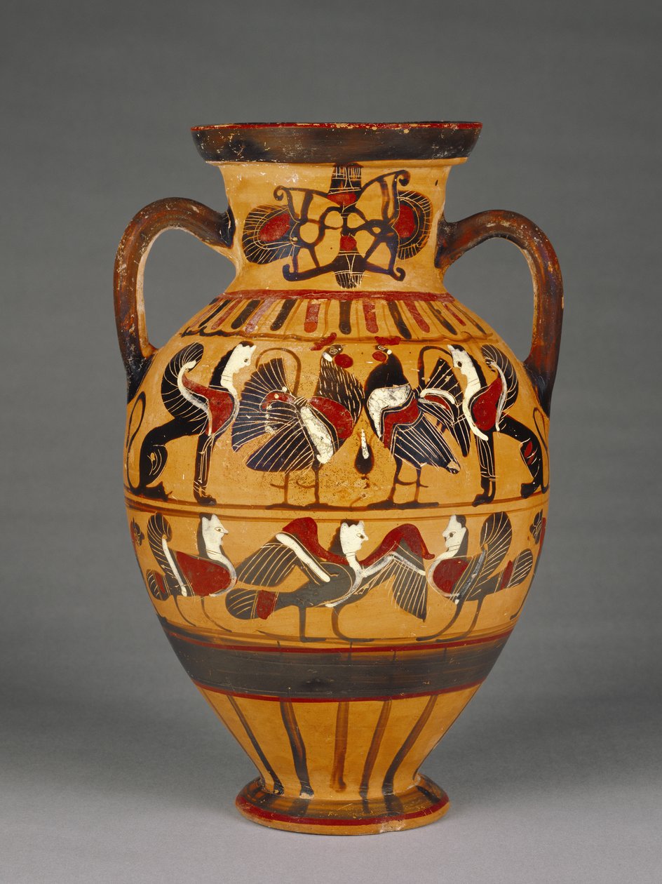 Amphore tyrrhénienne à figures noires attiques athéniennes 575-50 av. J.-C. - Greek