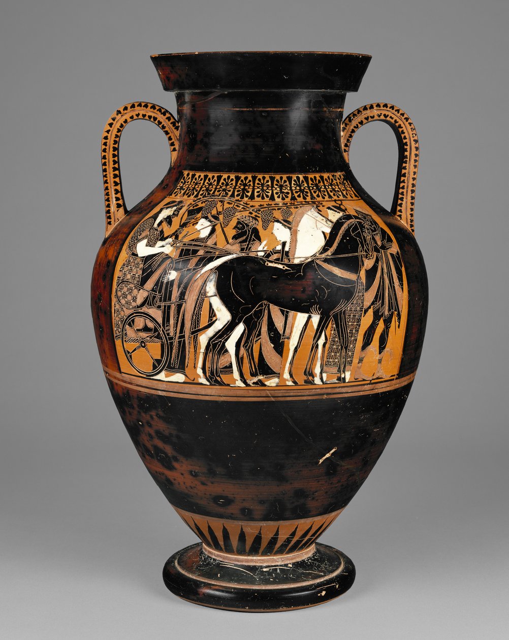 Amphore attique à figures noires avec Dionysos et Ariane, 540-30 av. J.-C. - Greek