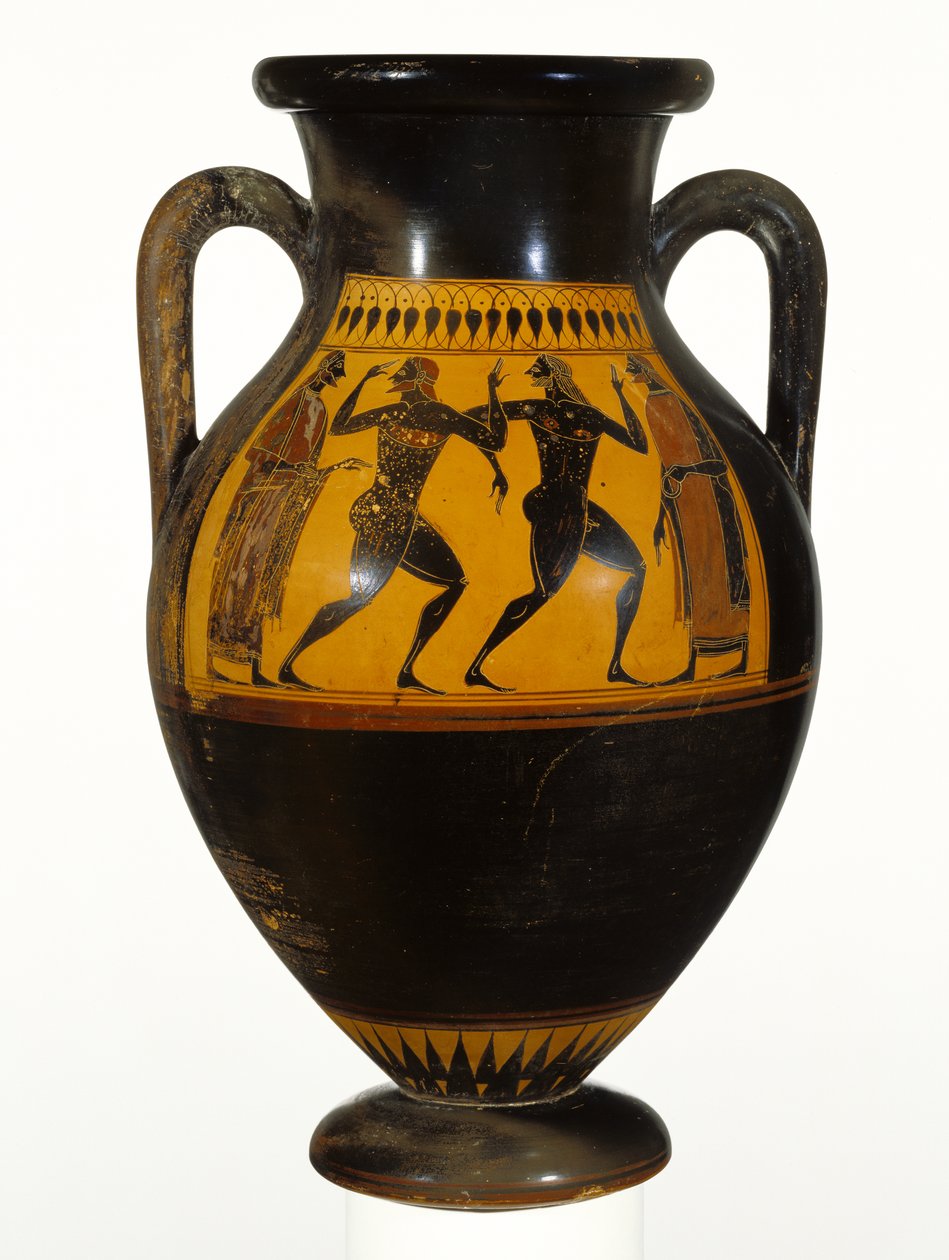 Amphore attique à figures noires avec danseurs - Greek