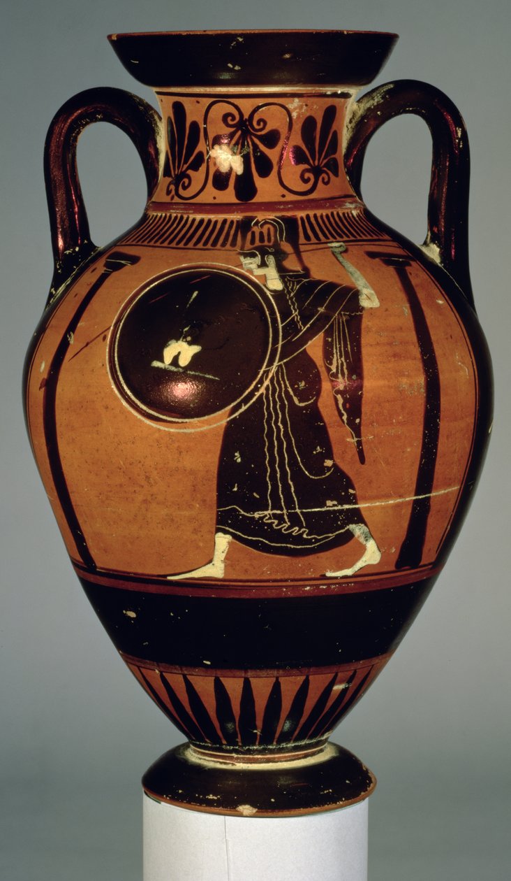 Amphore à figures noires attiques représentant Athéna, 5ème siècle av. J.-C. - Greek