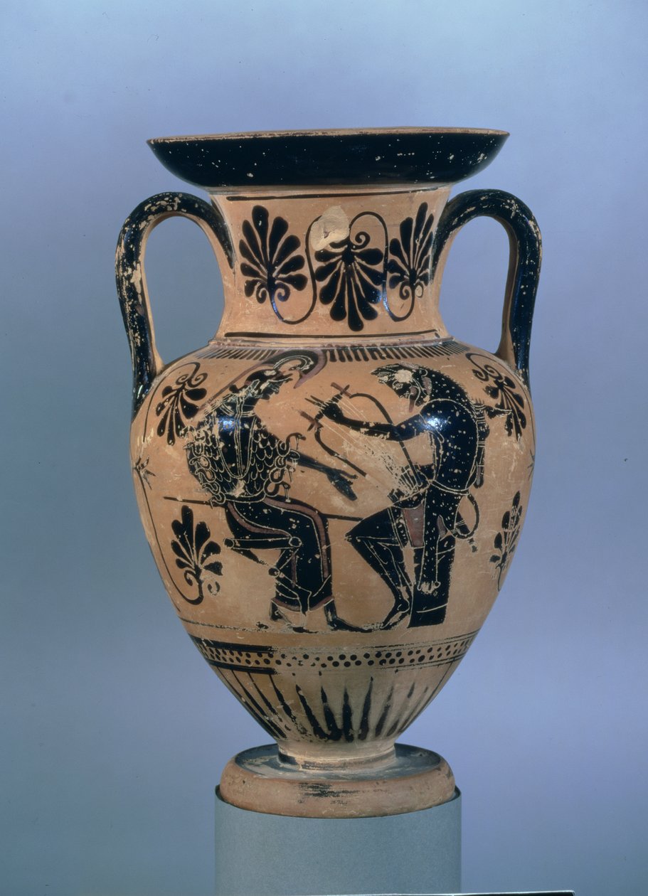 Amphore à figures noires attiques représentant Orphée jouant de la lyre à Athéna - Greek