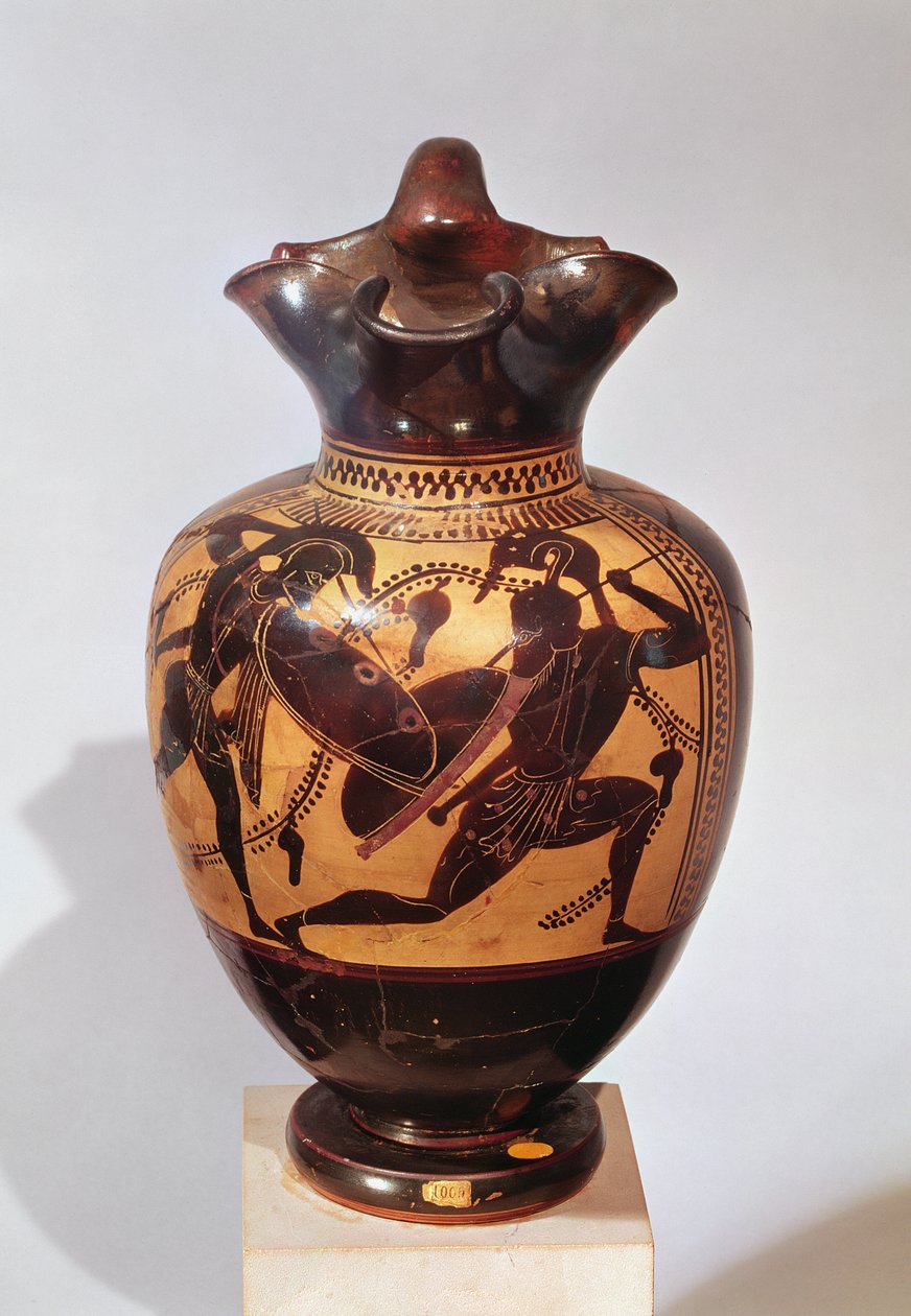 Oinochoé à figures noires décorée de guerriers, vers 530-520 av. J.-C. - Greek