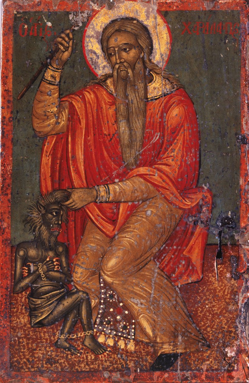 Saint Charalambos avec le diable - Greek icon