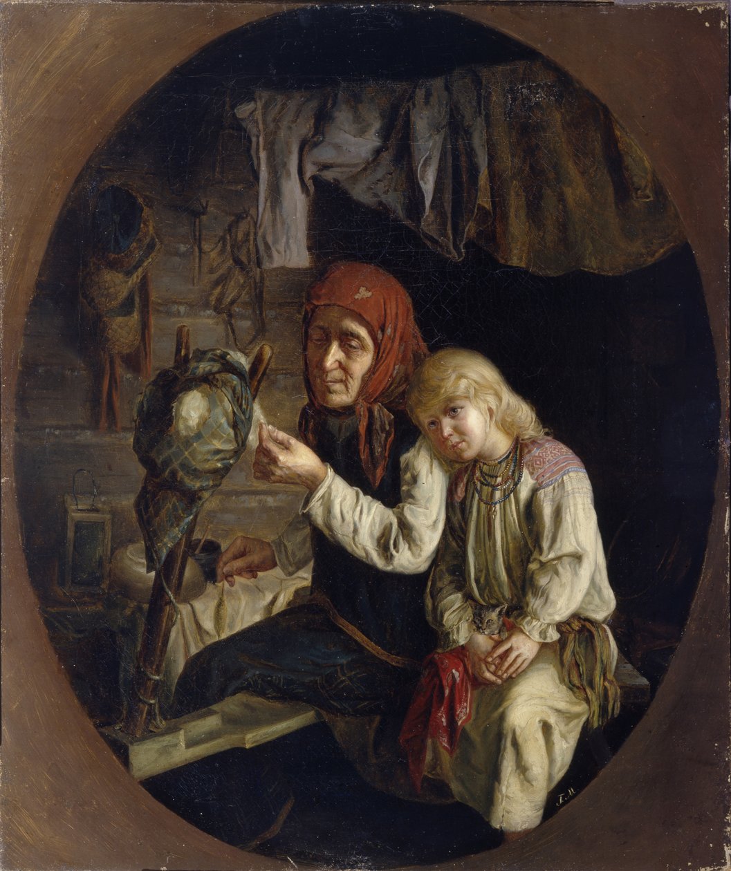 Leçon de filage, 1859 - Grigori Grigoryevich Myasoedov