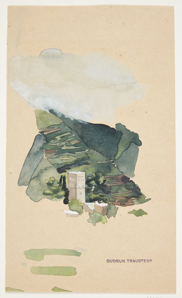 Paysage italien avec tour - Gudrun Traustedt