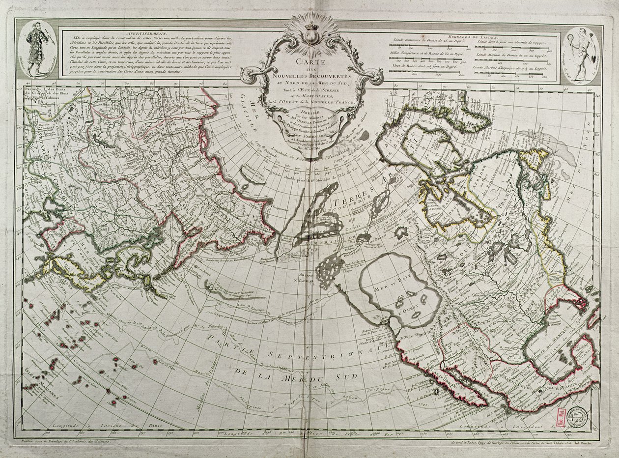 Carte des Nouvelles Découvertes au Nord des Mers du Sud, 1750 - Guillaume Delisle
