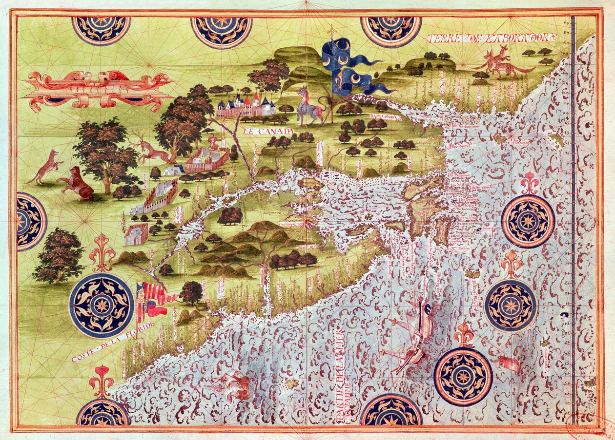 Carte du Canada et de la Floride, fol.57v, de 