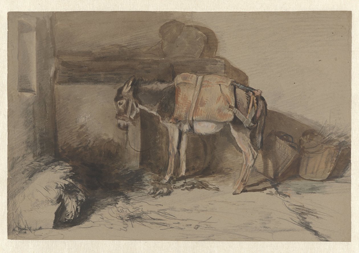 Petit âne dans une étable - Guillaume Anne van der Brugghen