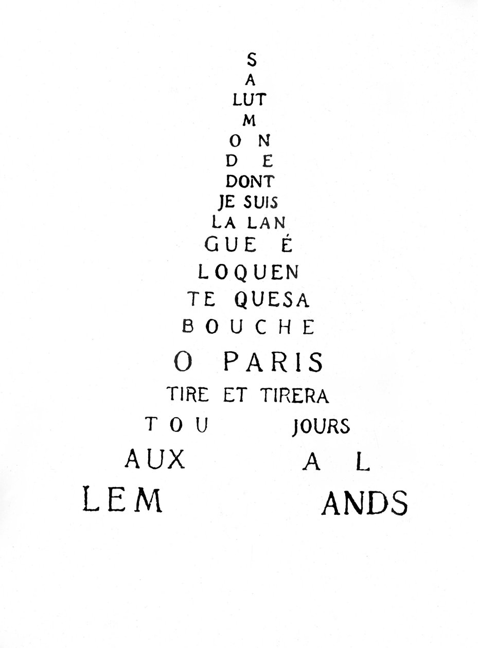 Calligramme de la Tour Eiffel - Guillaume Apollinaire