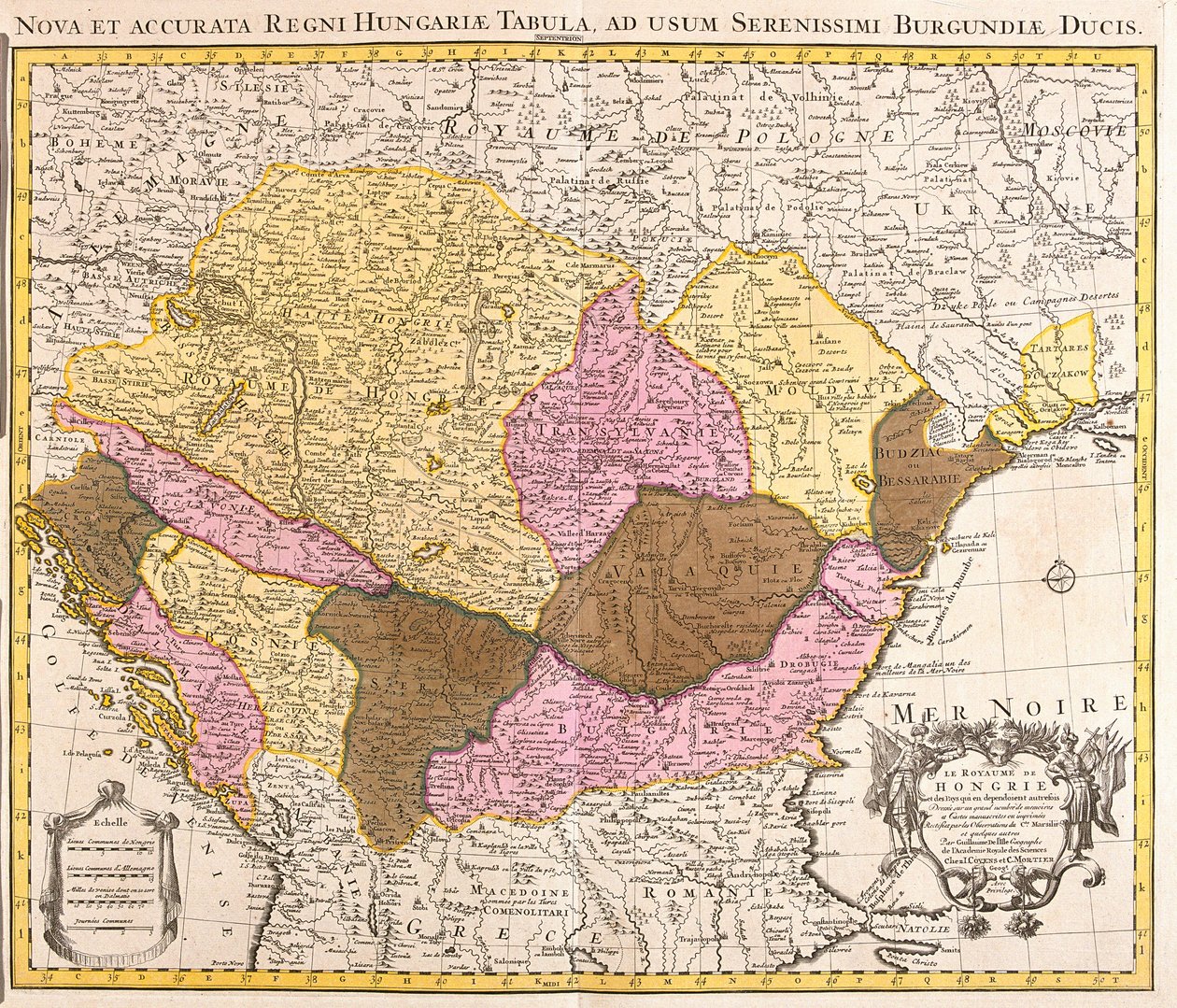 Carte du Royaume de Hongrie (gravure) - Guillaume Delisle