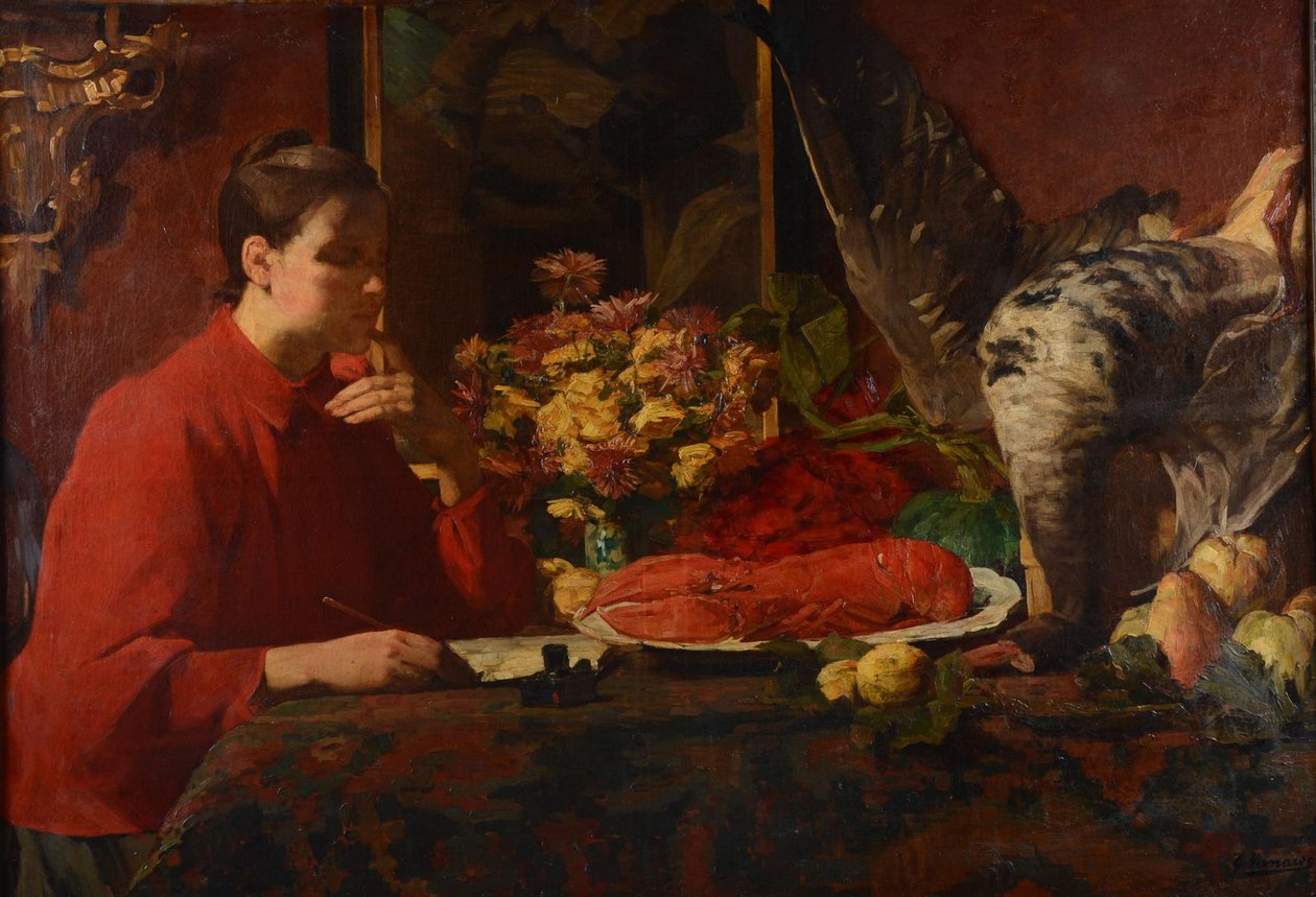 Dame avec un homard - Gustaaf Vanaise
