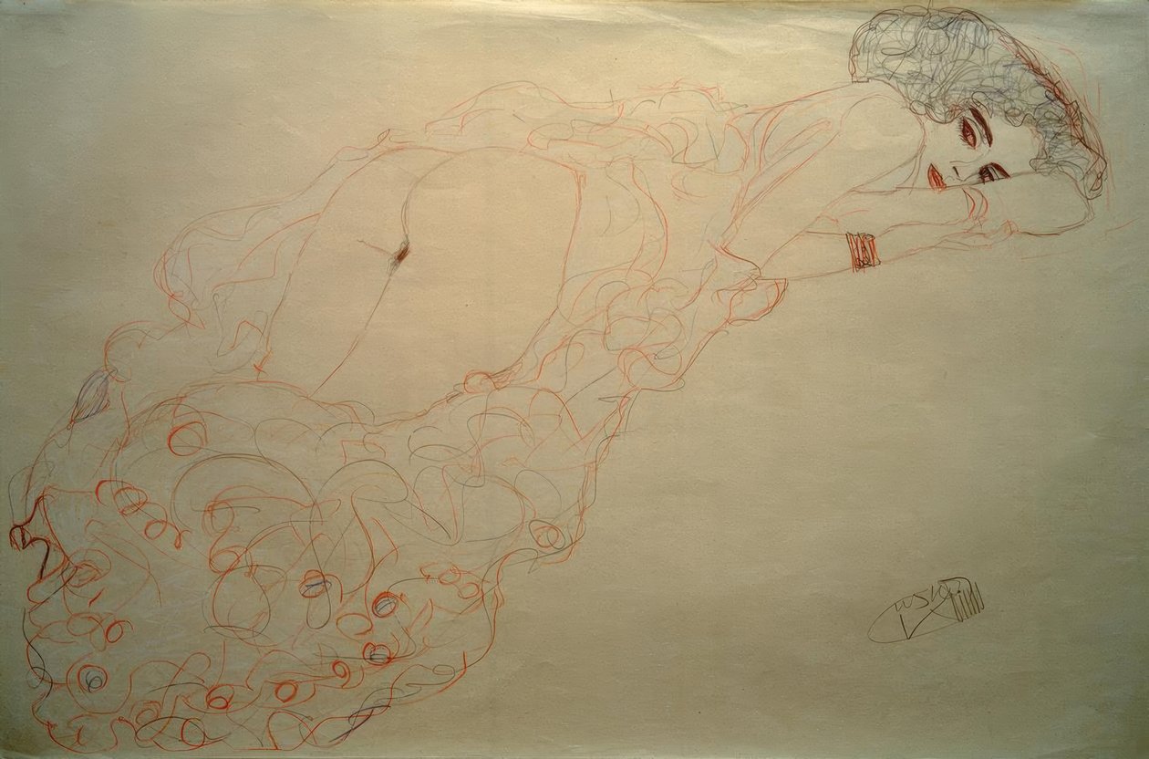 Nu couché sur le ventre vers la droite - Gustav Klimt
