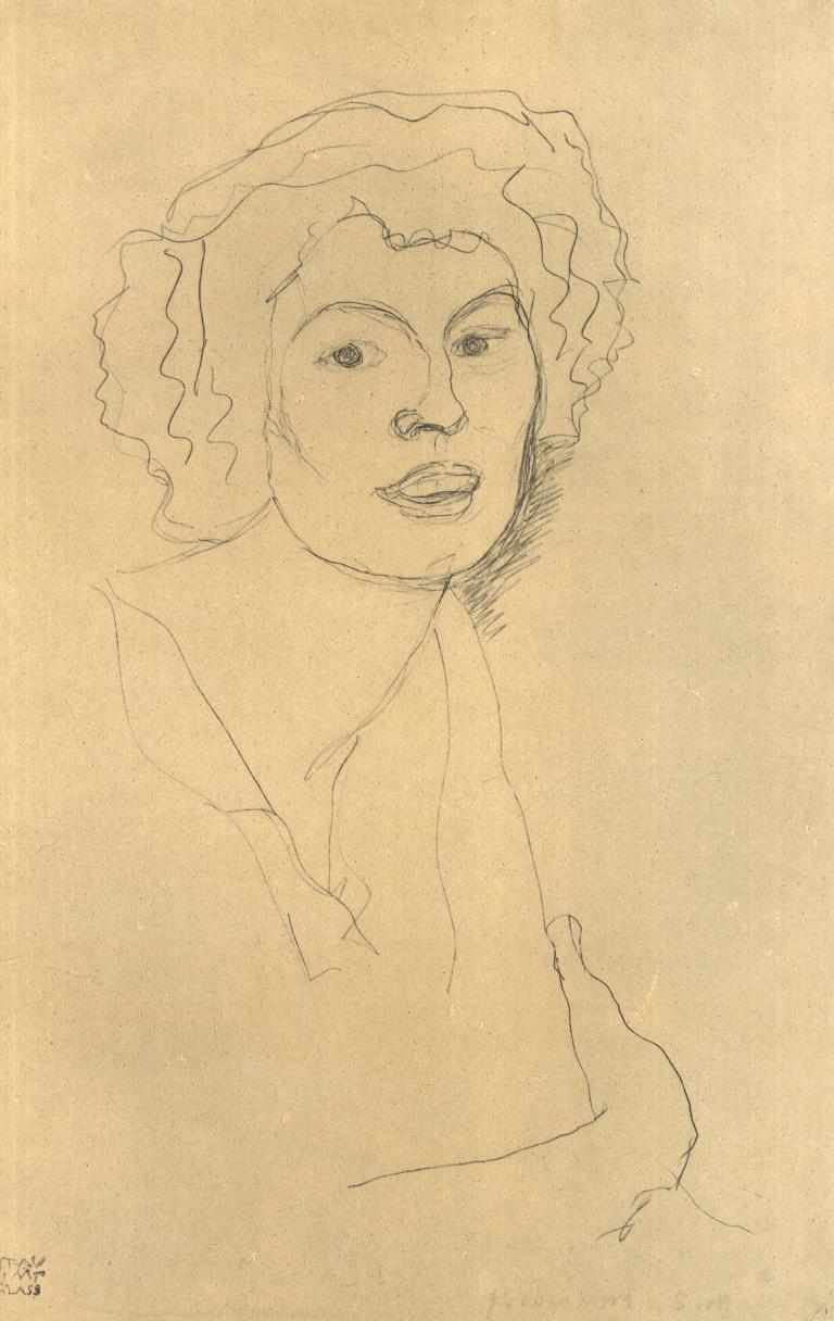 Buste en trois-quarts de profil vers la droite - Gustav Klimt
