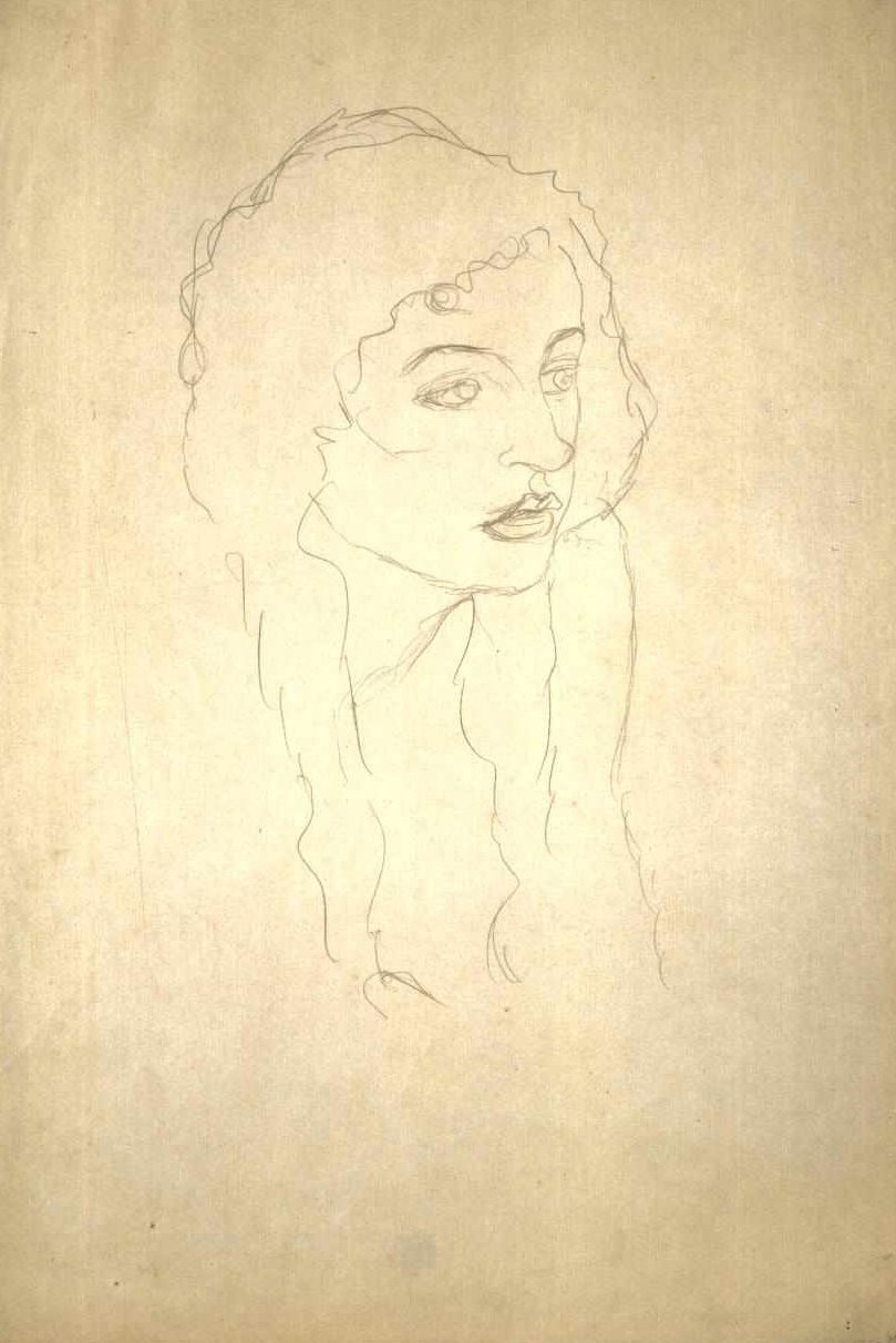 Tête de femme en trois-quarts de profil - Gustav Klimt