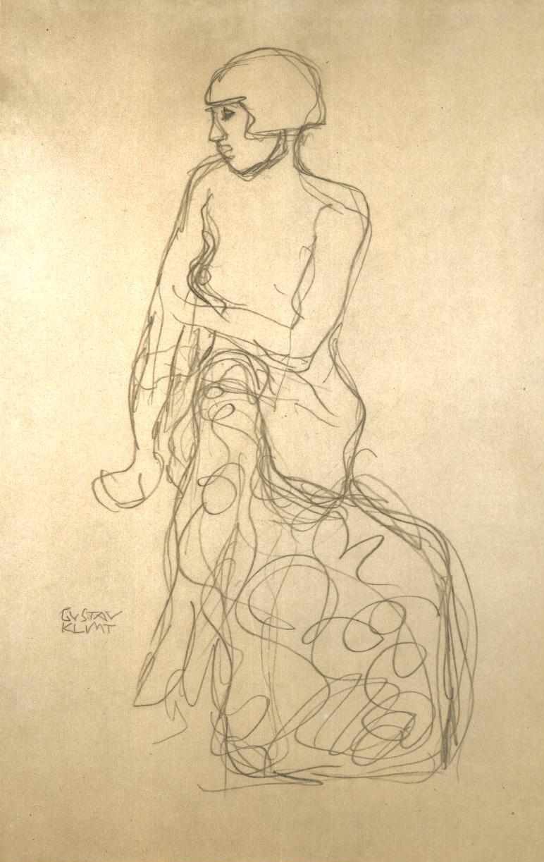 Demi-nu vers la gauche - Gustav Klimt