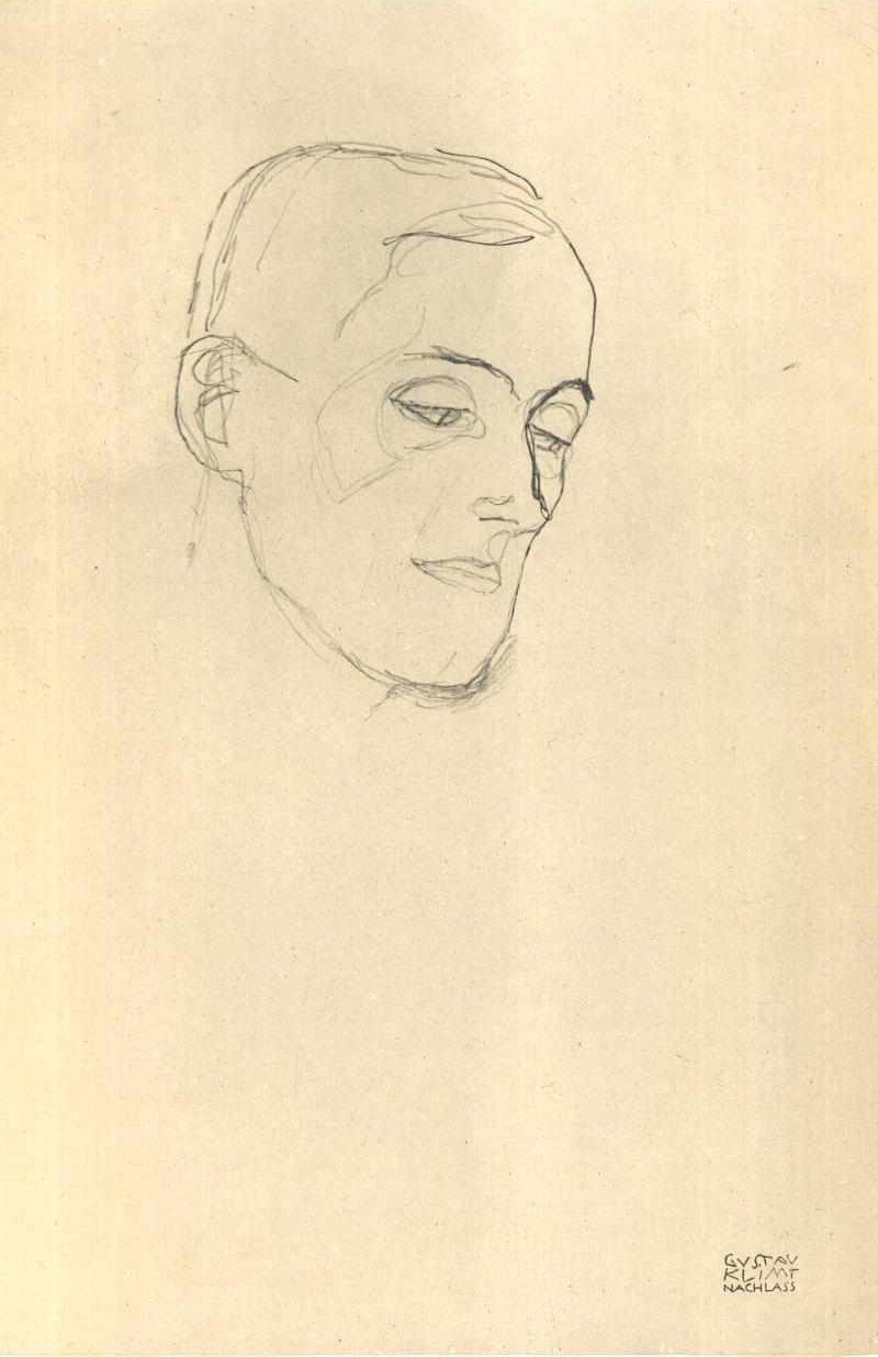 Étude de tête en trois-quarts profil - Gustav Klimt