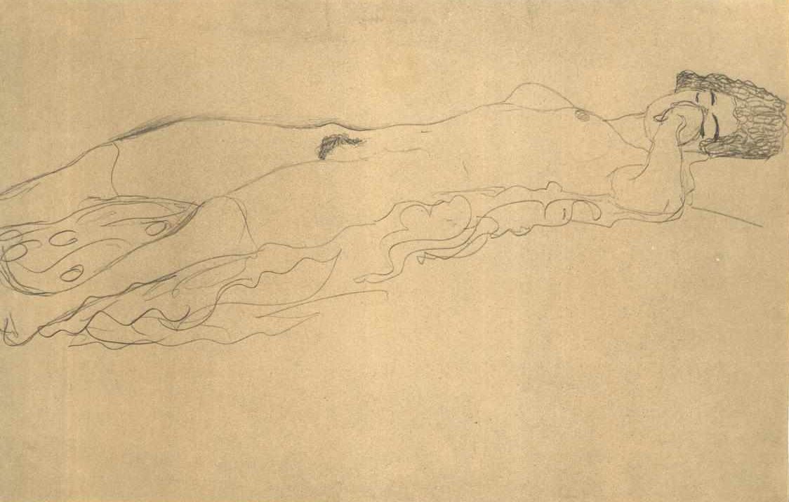 Nu couché vers la droite - Gustav Klimt