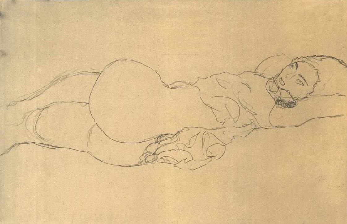 Demi-nu couché - Gustav Klimt