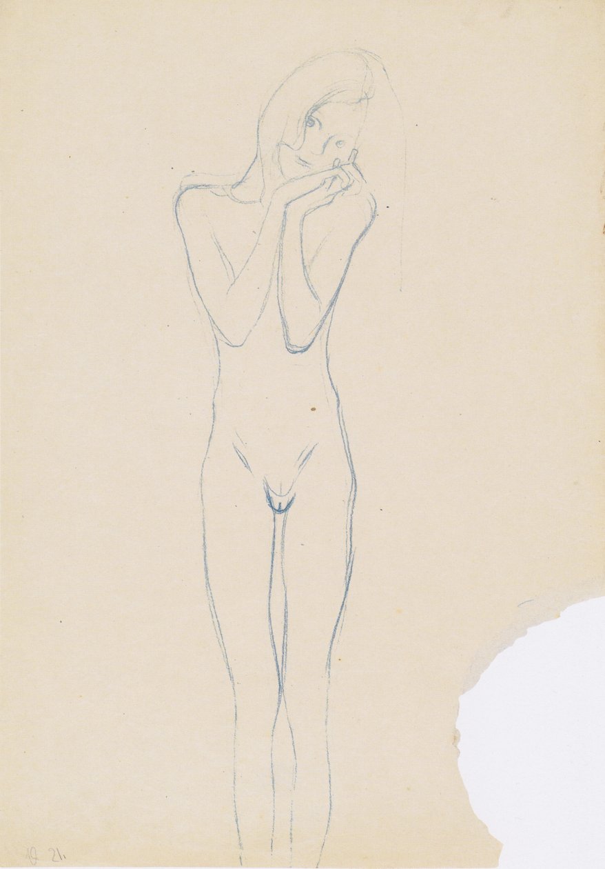 Jeune fille nue de face - Gustav Klimt