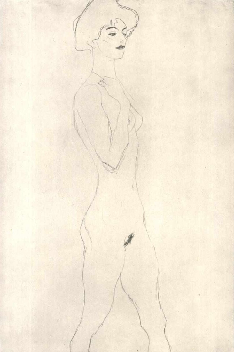 Femme marchant avec lèvres rouges - Gustav Klimt
