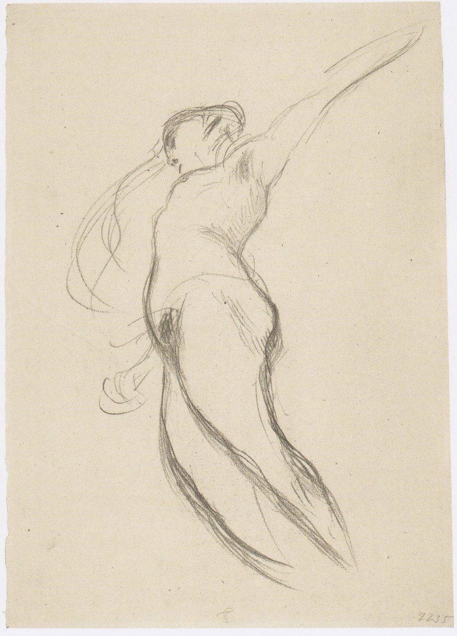 Femme flottante vers la gauche avec cheveux ondulants - Gustav Klimt
