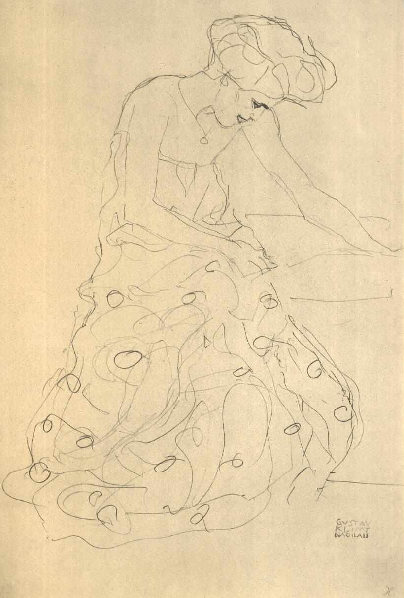 Femme assise vers la droite - Gustav Klimt