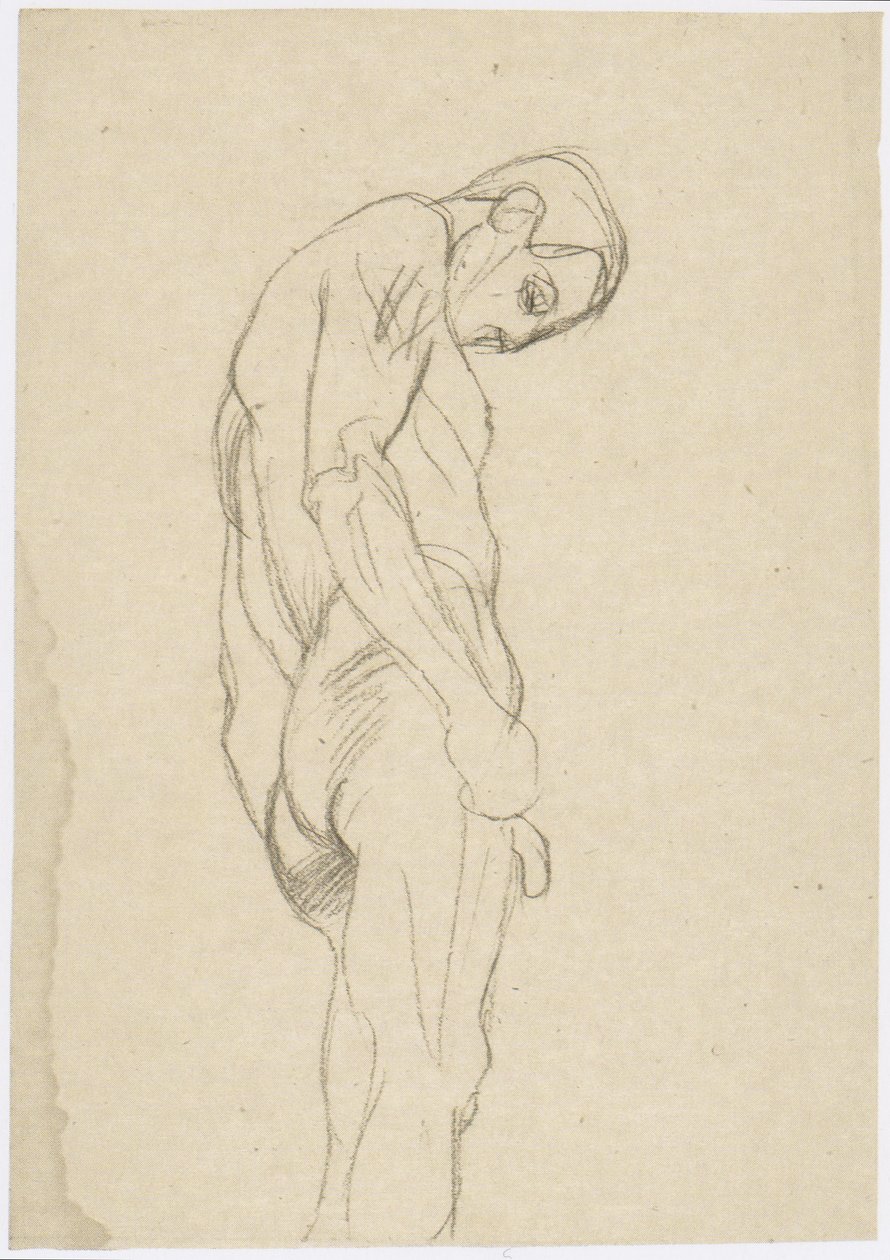 Homme debout vers la droite avec la tête baissée - Gustav Klimt