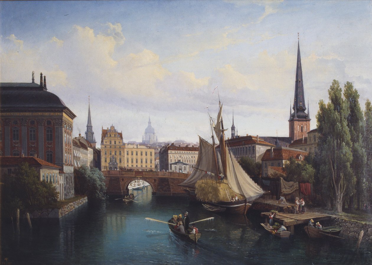Vue du Riddarholmskanalen, Stockholm en 1835, 1880 - Gustaf Wilhelm Palm
