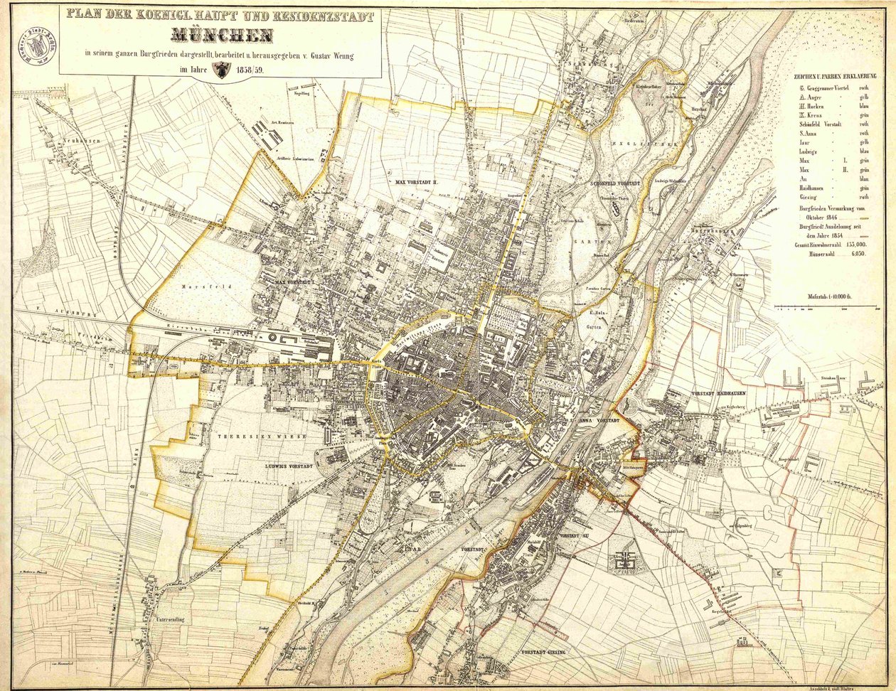 Plan de la ville principale et résidence royale de Munich dans toute sa juridiction - Gustav Wenng