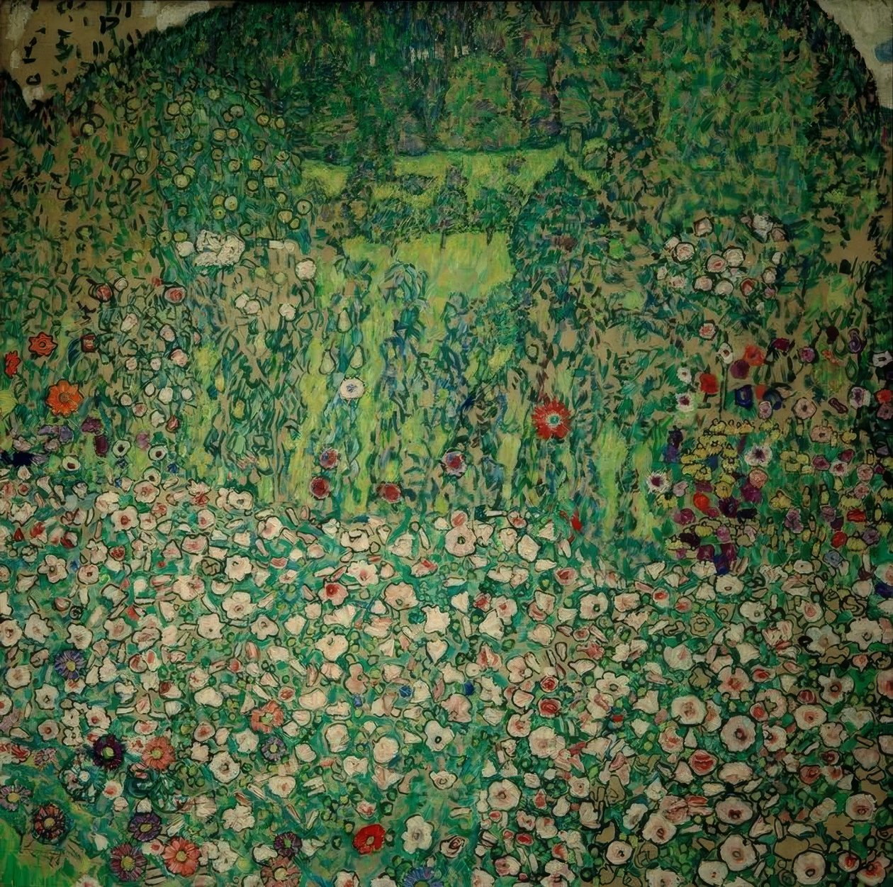 Paysage de jardin avec sommet de montagne - Gustav Klimt