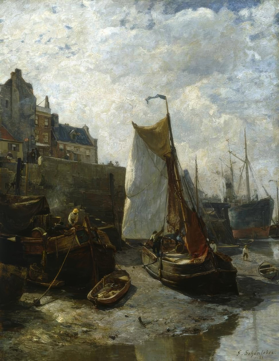 Marée basse dans le port d