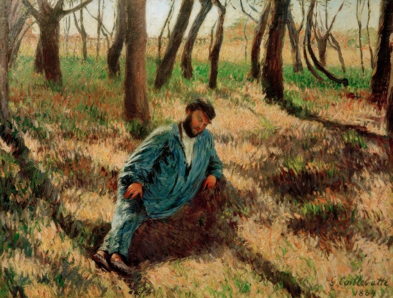 Le père Magloire allongé dans un bois - Gustave Caillebotte