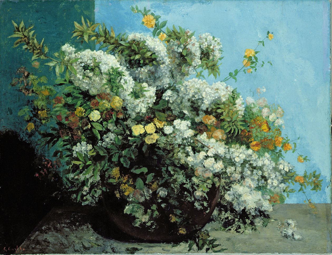 Branches fleuries et fleurs, 1855 - Gustave Courbet