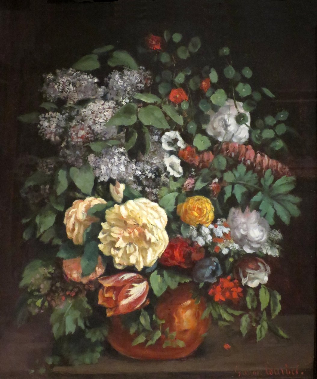 Vase de lilas, roses et tulipes - Gustave Courbet
