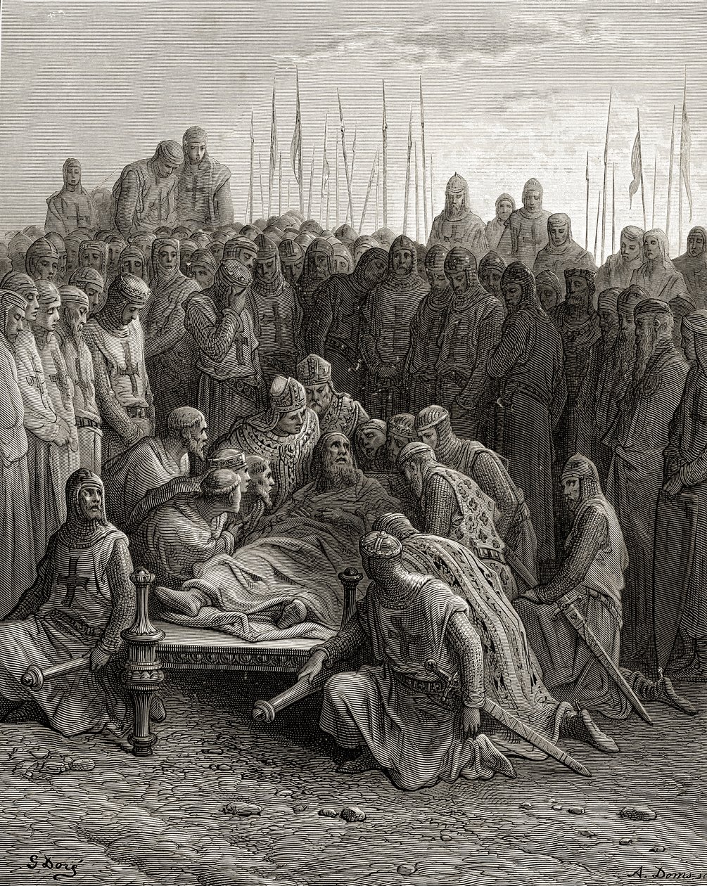 Mort de Baudouin Ier (1171-1205) le roi latin de Jérusalem, illustration de 